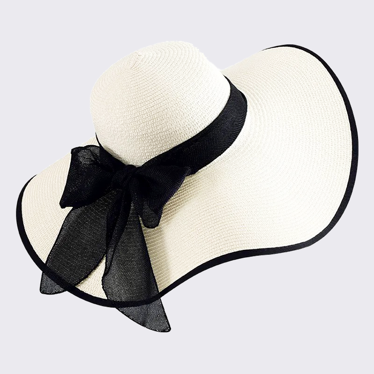 CrochFlower Womens 5.5 Inches Big Bowknot Straw Hat Large Floppy Folda