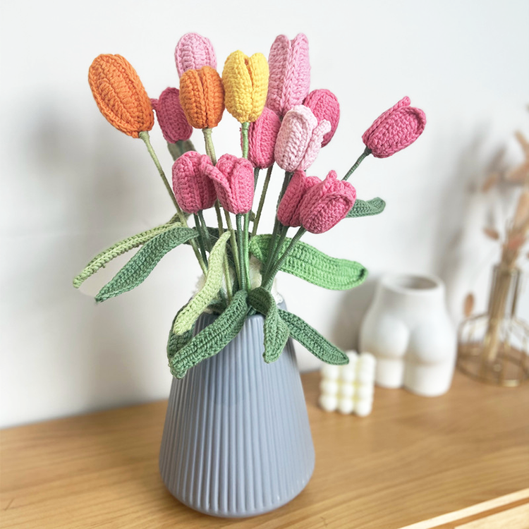 CrochFlower Finished Crochet Tulip, Handmade Knitted Flowers, Mother's