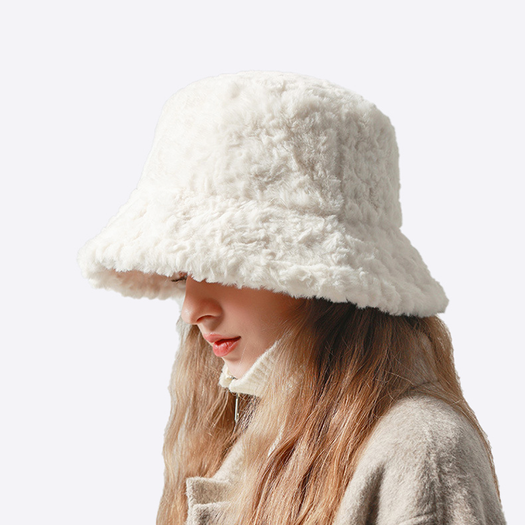 Quantity Women Faux Fur Bucket Cap Winter Warm Hat Wide Brim Fluffy Soft Hats