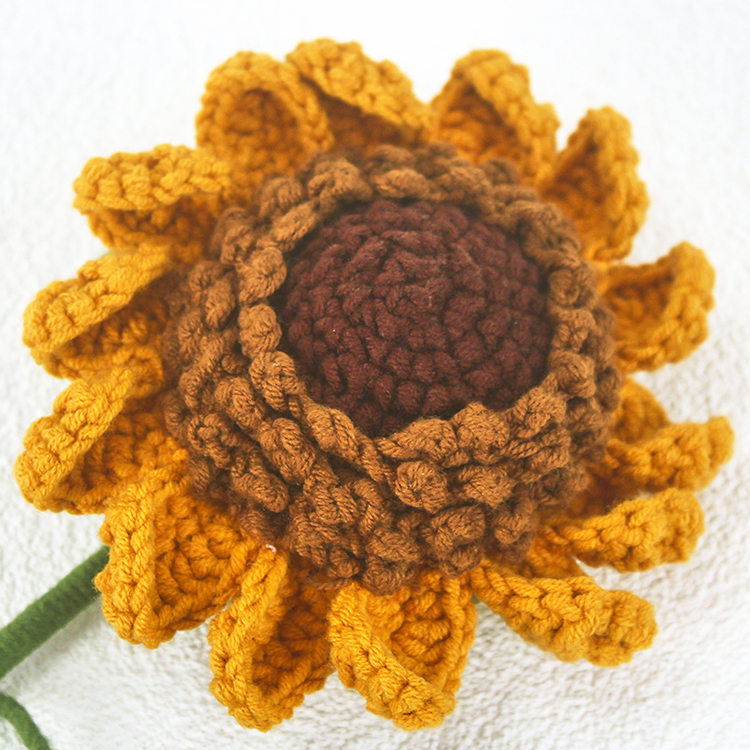 Set of 5 Yarn Crochet Finished Smiling Sunflower Artificial Flower Bra –  Floral Supplies Store