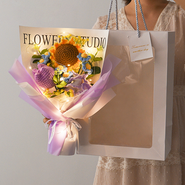 Brown Crochet Flower Bouquet